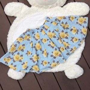 {Mini Boden} Blue & Yellow Rose Skirt